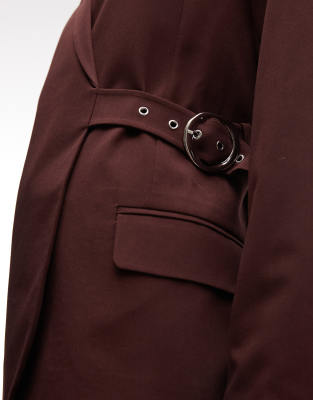 Collusion Oversized Buckle Blazer In Brown