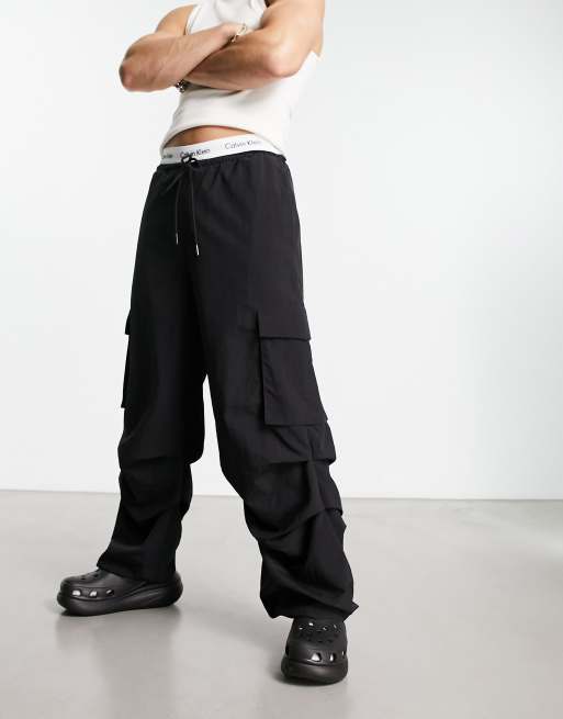 COLLUSION oversized cargo pants in black