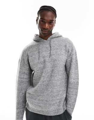 oversized chunky knit hoodie in gray