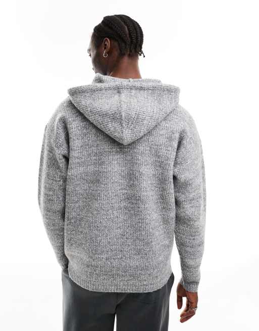 COLLUSION oversized chunky knitted hoodie in grey ASOS