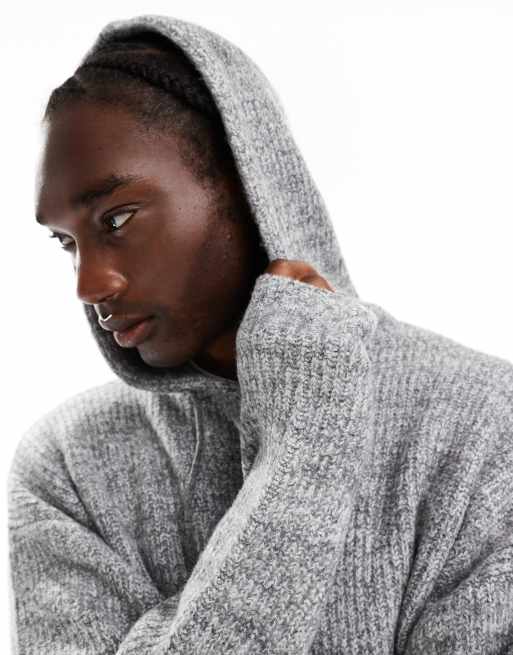 COLLUSION oversized chunky knitted hoodie in grey ASOS