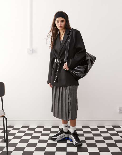 COLLUSION oversized cinched waist belt blazer in black | ASOS