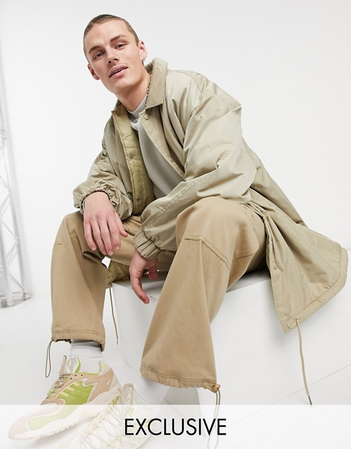 COLLUSION oversized coach jacket in stone