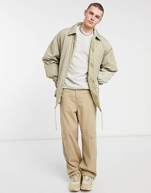 COLLUSION oversized coach jacket in stone | ASOS