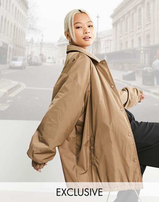 Oversized on sale tan coat