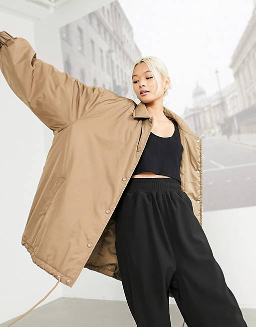 COLLUSION oversized coach jacket in tan | ASOS