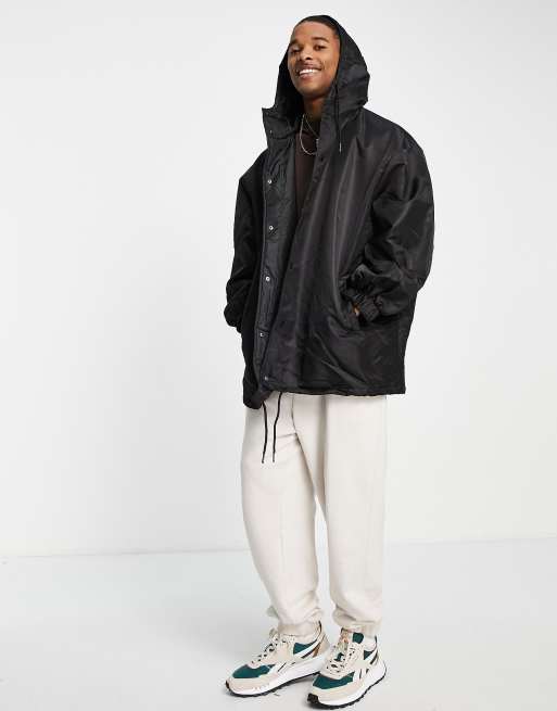 COLLUSION oversized coat with hood in black - BLACK, 2 of 4