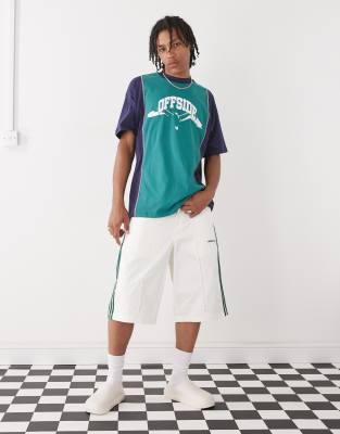 Collusion Oversized Color Block With Distressed Varsity Print In Green