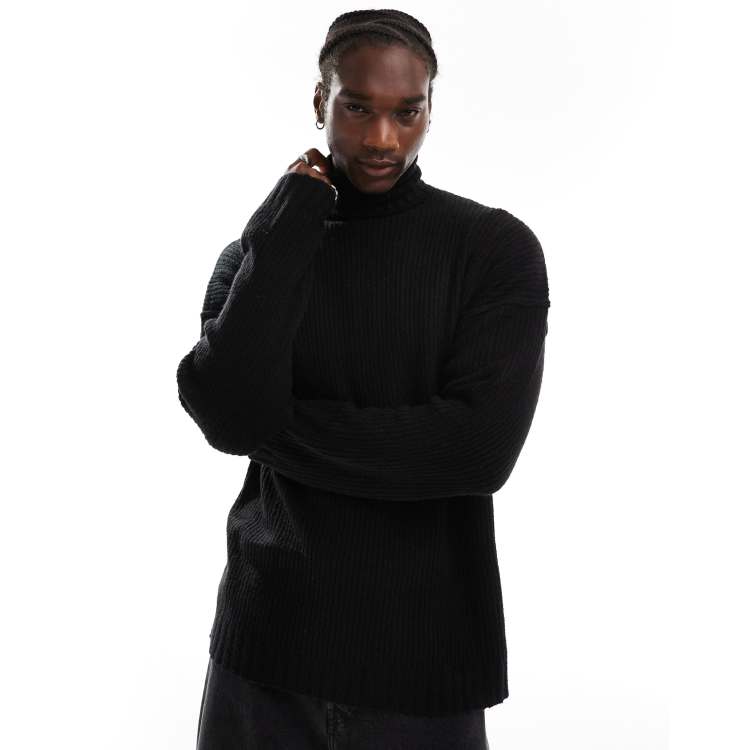 COLLUSION Oversized coltrui van zware stof in zwart ASOS