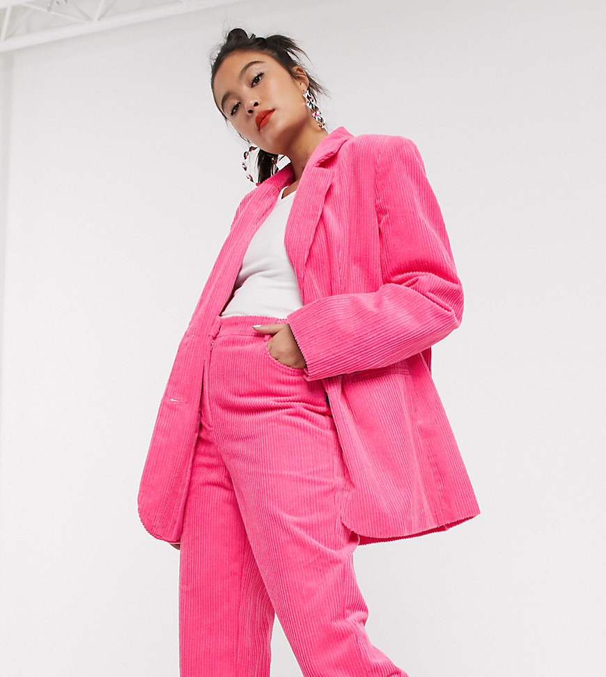 COLLUSION oversized cord blazer in pink