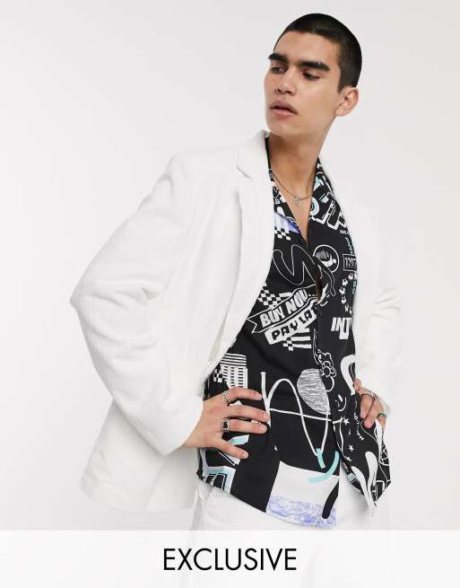 White 2025 cord blazer