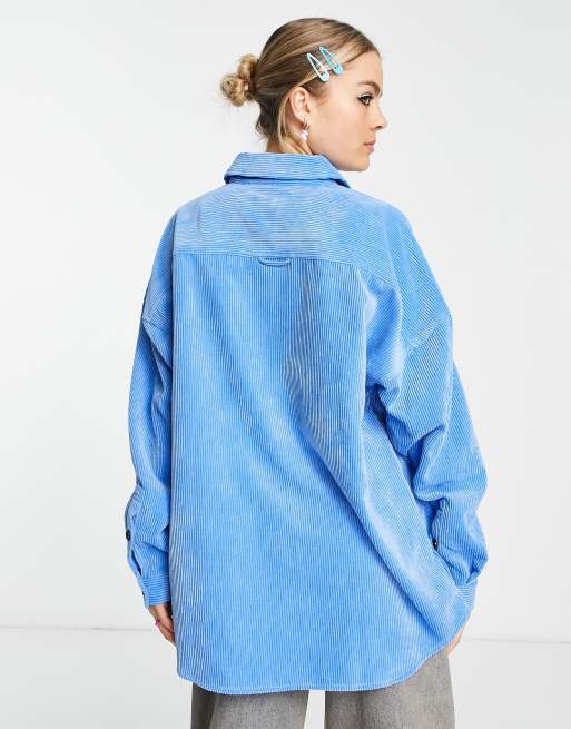 COLLUSION oversized cord shirt in blue, 2 of 4