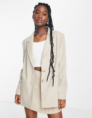 COLLUSION oversized dad blazer in beige