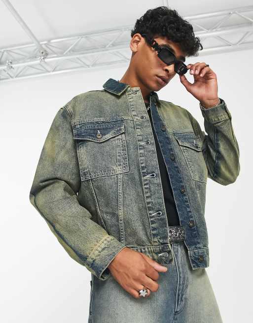 COLLUSION oversized denim jacket co-ord in yellow wash | ASOS