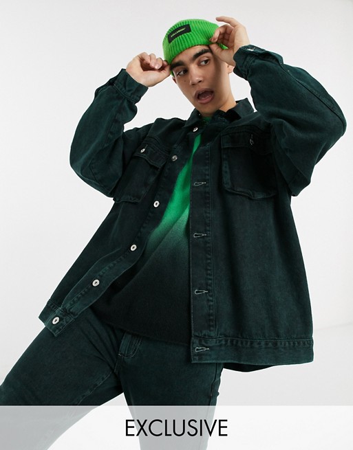COLLUSION oversized denim jacket in green
