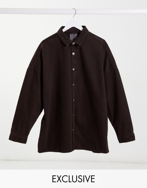 COLLUSION Oversized denim shacket in brown