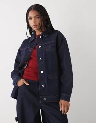 Collusion COLLUSION oversized denim shirt co-ord in rinse-Navy