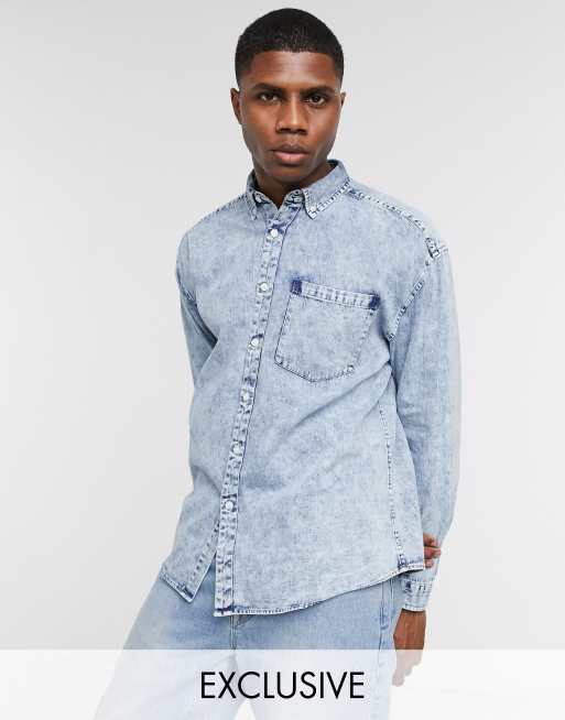 Stone washed denim store shirt