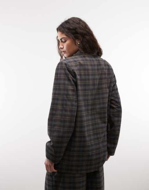 COLLUSION oversized double breasted blazer in check, 4 of 4