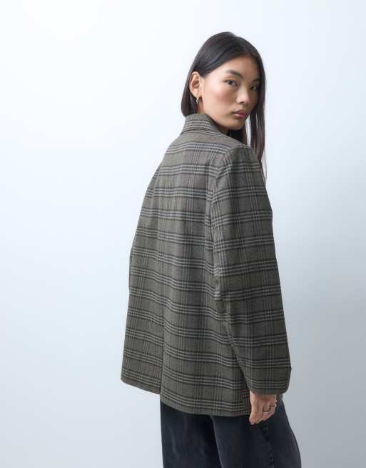 COLLUSION oversized double breasted blazer in dark check, 4 of 5
