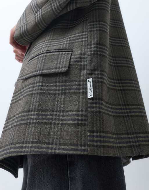 COLLUSION oversized double breasted blazer in dark check, 5 of 5