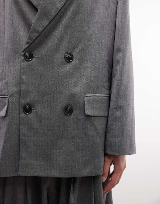 COLLUSION oversized double breasted blazer in herringbone, 4 of 4