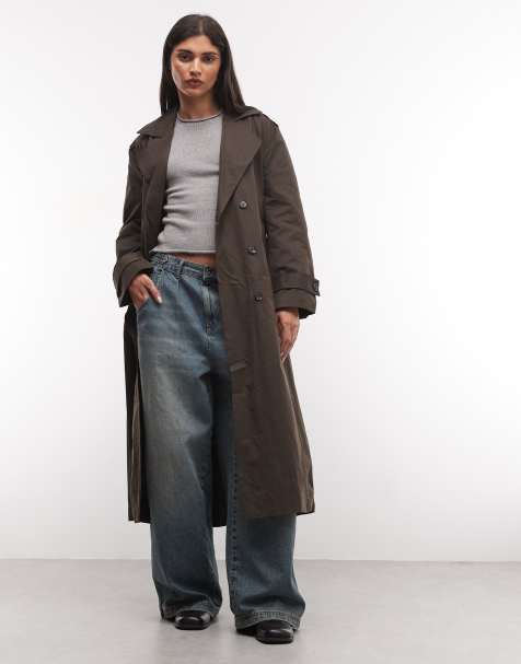 COLLUSION oversized double breasted trench coat in brown - view 1
