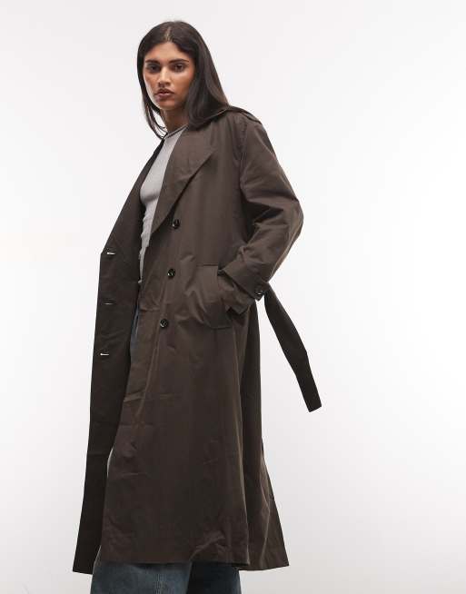 COLLUSION oversized double breasted trench coat in brown, 2 of 4