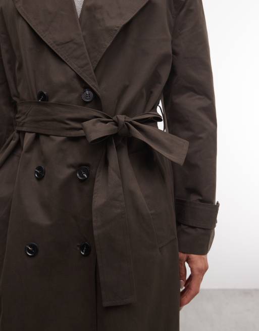 COLLUSION oversized double breasted trench coat in brown, 3 of 4