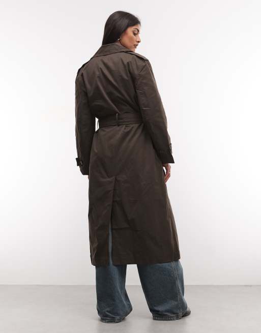 COLLUSION oversized double breasted trench coat in brown, 4 of 4