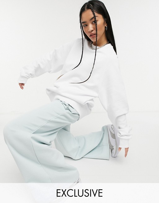 COLLUSION oversized embroidered sweatshirt in white