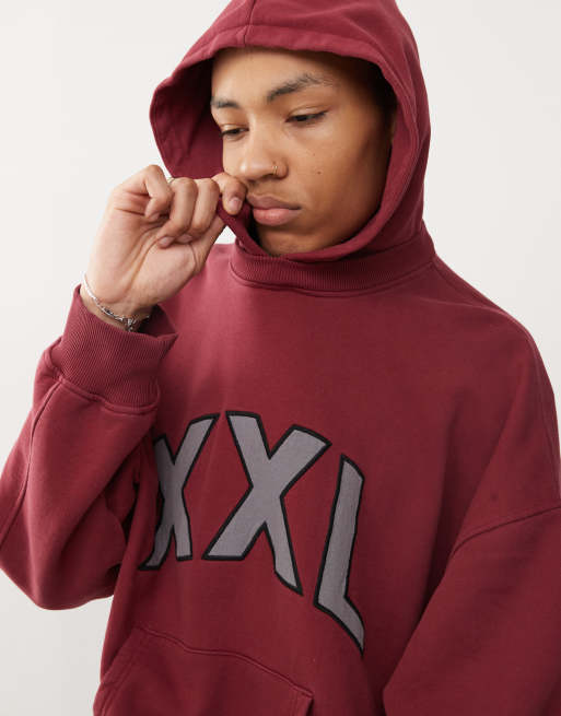 COLLUSION Oversized embroidered XXL hoodie in burgundy | ASOS