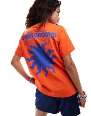 oversized euphoria sunshine graphic t-shirt in orange