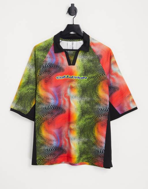 COLLUSION oversized football style t-shirt with all over print