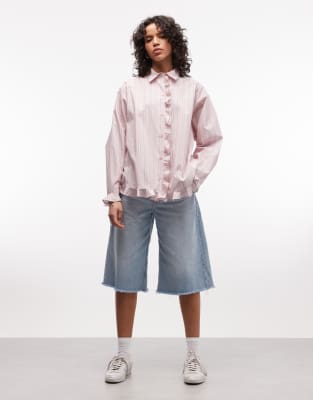 Collusion Oversized Frill Shirt In Pink