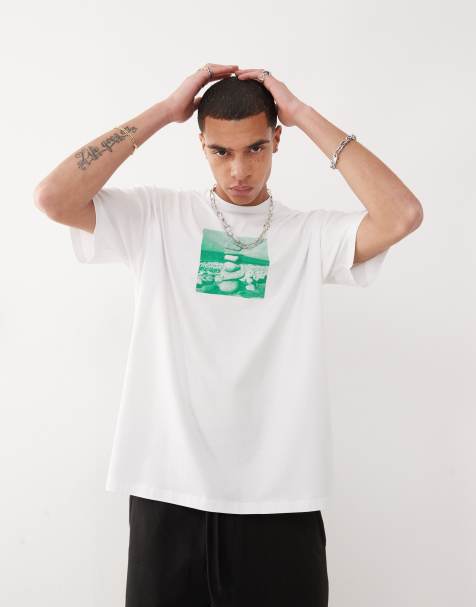 COLLUSION oversized front print t-shirt in white - view 1