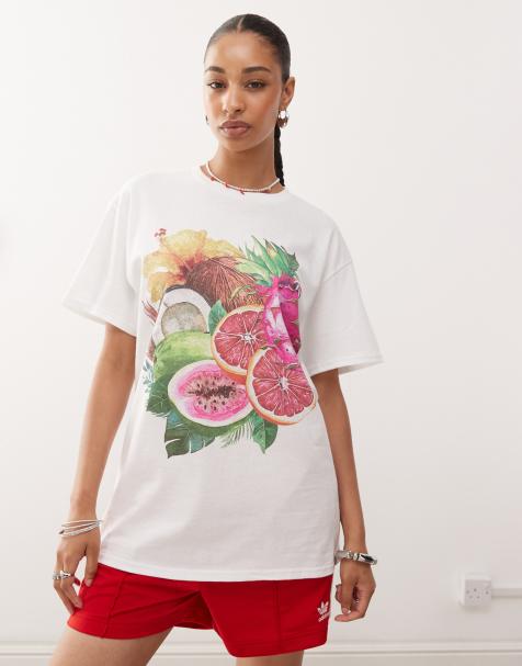 COLLUSION oversized fruit graphic t-shirt in white - view 1