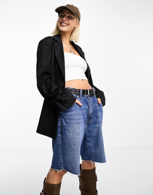 COLLUSION - Oversized geweven blazer met zakken in zwart 