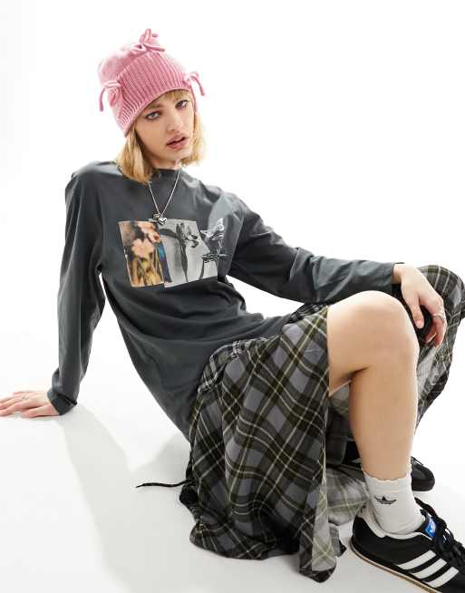 COLLUSION oversized graphic long sleeve t-shirt in gray | ASOS