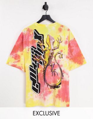 COLLUSION oversized graphic tee in tie dye