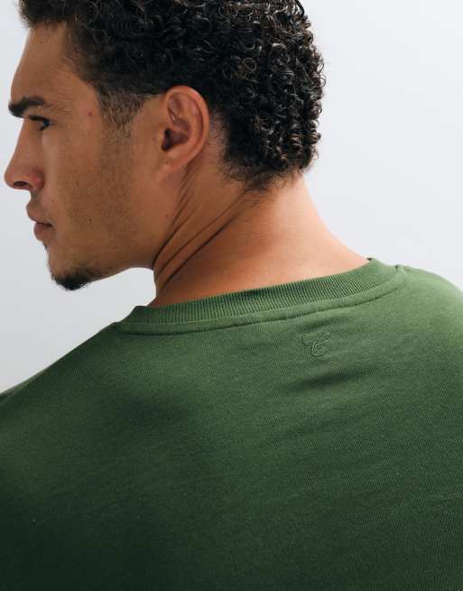 COLLUSION oversized heavyweight long sleeve skate T-shirt in dark green, 3 of 5