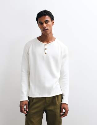 Collusion Oversized Henley Knitted Sweater In Neutral