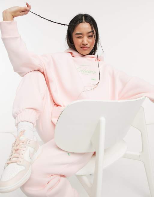 COLLUSION oversized weekender hoodie & sweatpants in pale