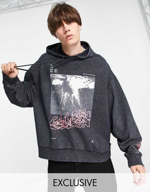 Acid wash hot sale black hoodie