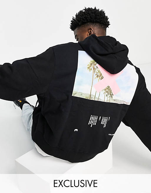 asos.com | COLLUSION oversized hoodie with print in black co-ord