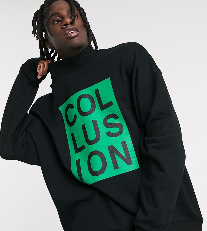 COLLUSION - Oversized hoogsluitend sweatshirt met rits-Zwart