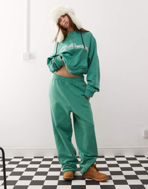 COLLUSION oversized jogger co-ord with embroidery in green - view 1