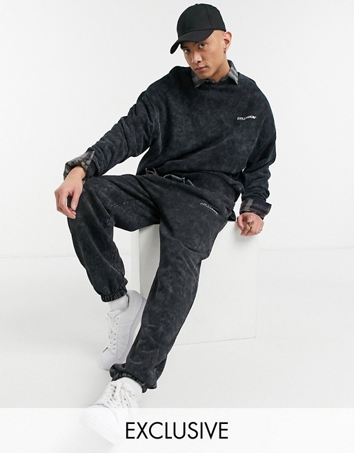 COLLUSION oversized joggers in charcoal acid wash co-ord