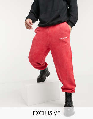 red oversized joggers