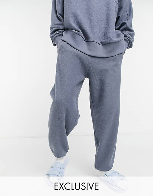 COLLUSION oversized joggers in reverse loop back fabric in charocal co-ord